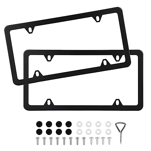 2 Pack Black Stainless Steel License Plate Frames