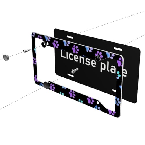 Galaxy Dog Cat Paw Print License Plate Frames