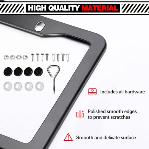 Matte Black License Plate Frames - 2 Pack