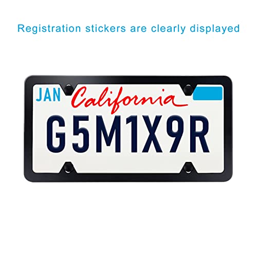 Black Stainless Steel License Plate Frames, Universal Fit