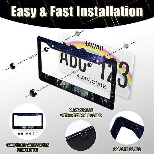 Galaxy Forest License Plate Frame - Stainless Steel