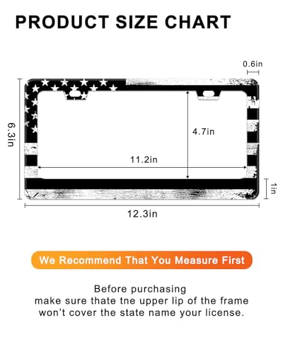 Black American Flag Stainless License Plate Frames