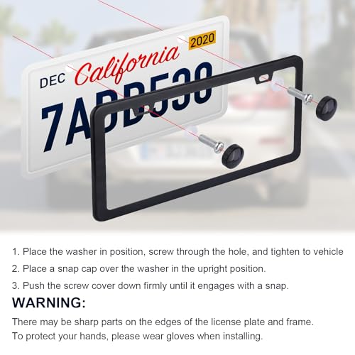 Black Stainless Steel License Plate Holders - 2 Pack