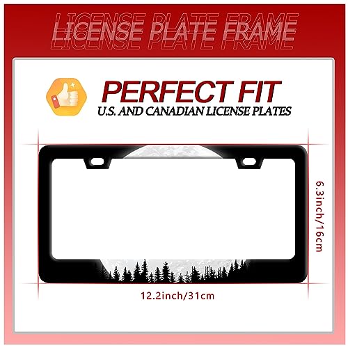 Forest Full Moon License Plate Frame Stainless Steel