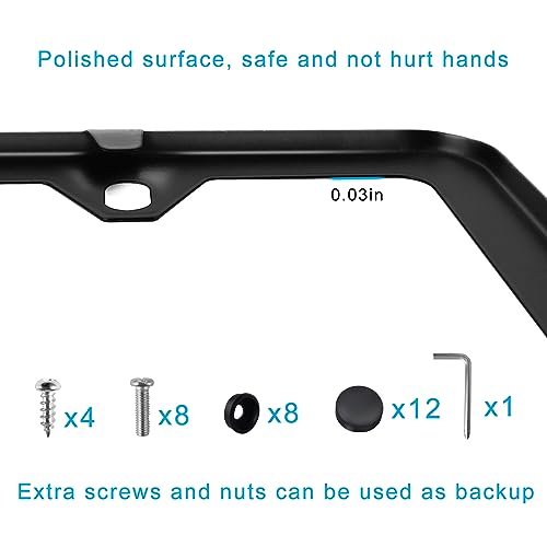 Black Stainless Steel License Plate Frames, Universal Fit