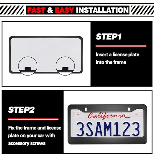 Matte Black License Plate Frames - 2 Pack