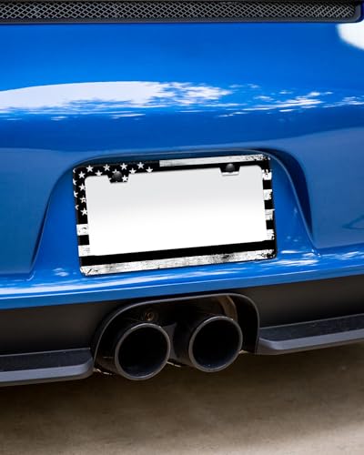 Black American Flag Stainless License Plate Frames