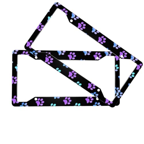 Galaxy Dog Cat Paw Print License Plate Frames