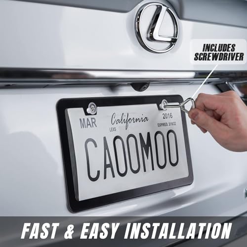 Black Stainless Steel License Plate Holders - 2 Pack