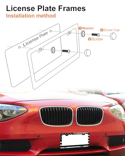 Black American Flag Stainless License Plate Frames