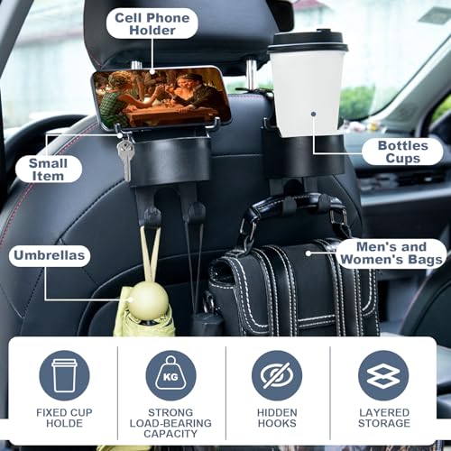 Multifunctional Car Purse Hook for Cup and Cell Phone