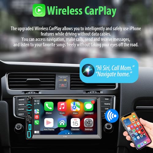 Wireless Apple CarPlay/Android Auto Double Din Car Stereo