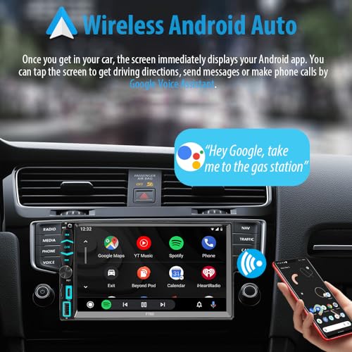 Wireless Apple CarPlay/Android Auto Double Din Car Stereo