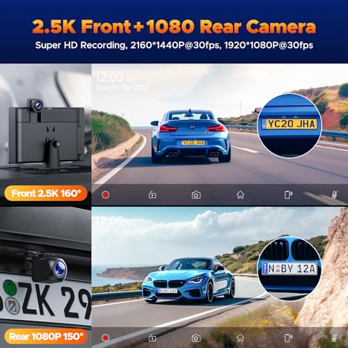 9" Wireless Carplay Screen with 2.5K Dash Cam