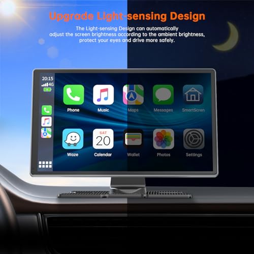 9 Inch Wireless Car Stereo with Apple Carplay & Android Auto, 4K Dash Cam, 1080p Backup Camera, GPS Navigation