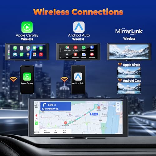 9.26'' Wireless Carplay Screen with 4K Dash Cam