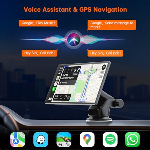 9 Inch Wireless Car Stereo with Apple Carplay & Android Auto, 4K Dash Cam, 1080p Backup Camera, GPS Navigation