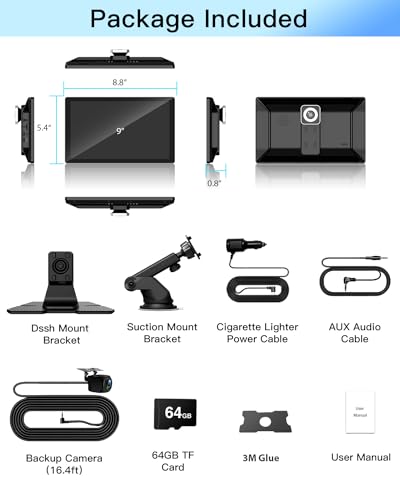 Wireless Carplay Touchscreen with 4K Dash Cam (9 inches)