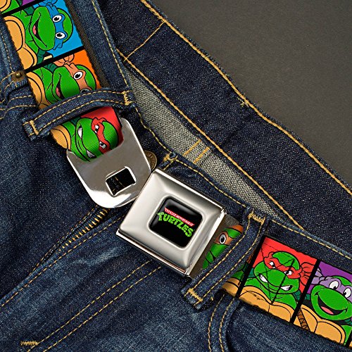 Classic TMNT Face Blocks Seatbelt Belt - 1.5" Wide