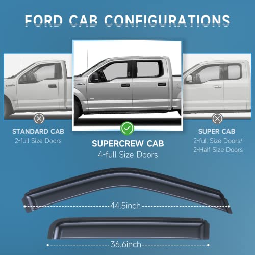 Ford F150 Super Crew Rain Guards - 4 PCS