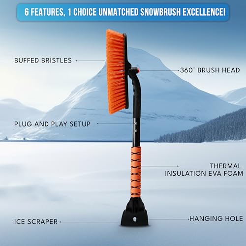 EcoNour 27" 3-in-1 Snow Brush and Ice Scrapers