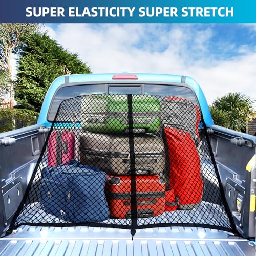 Pickup Truck Bed Elastic Cargo Net, 4'x4' to 8'x8