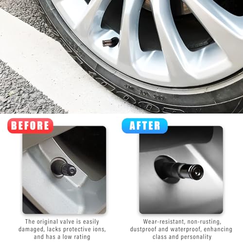 Anti-Theft Stainless Car Tire Valve Stem Caps (Black)