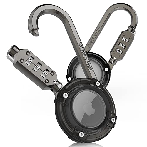 Airtag Holder with Lock and Carabiner for Car
