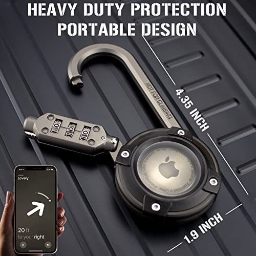 Airtag Holder with Lock and Carabiner for Car