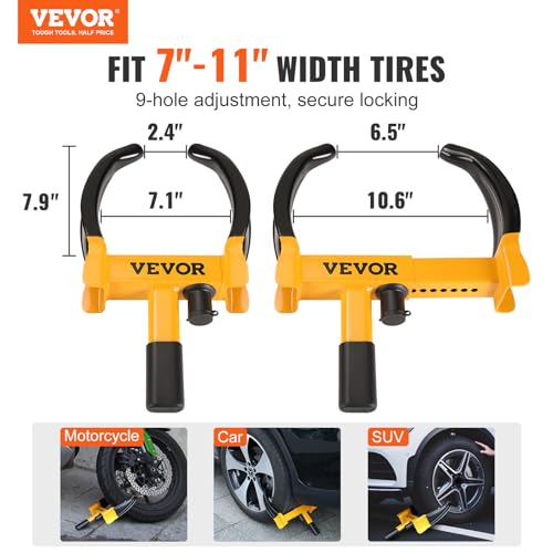 VEVOR Universal Wheel Clamp Lock Set, Heavy-Duty Steel