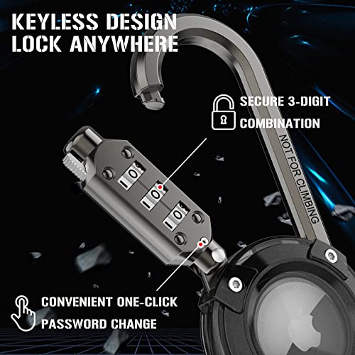Airtag Holder with Lock and Carabiner for Car