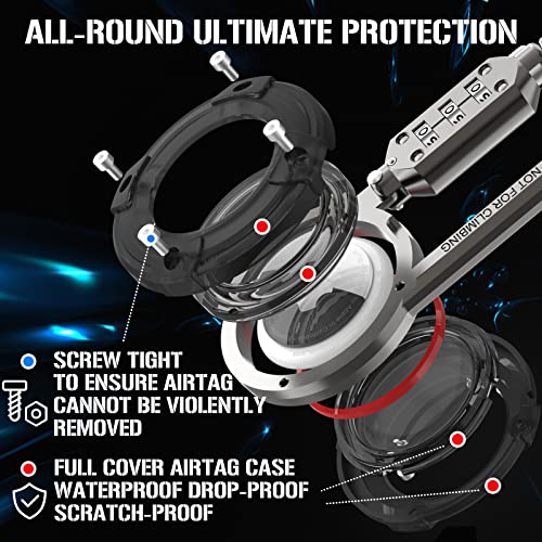 Airtag Holder with Lock and Carabiner for Car