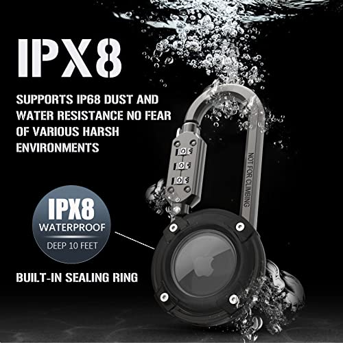 Airtag Holder with Lock and Carabiner for Car