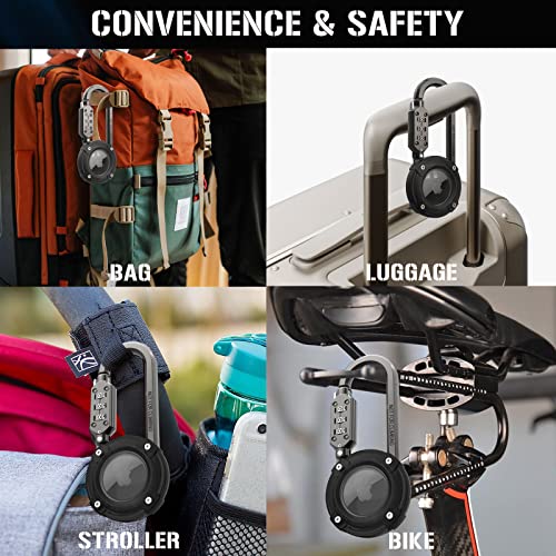 Airtag Holder with Lock and Carabiner for Car