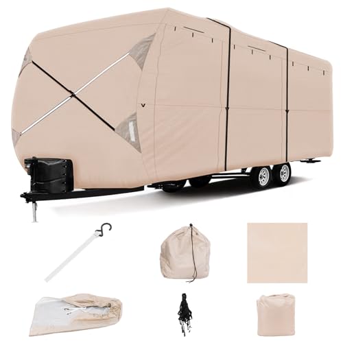 18'-20' Waterproof RV Cover with Jack Cover and 4 Tire Covers