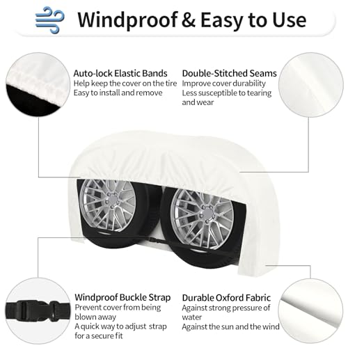 Waterproof Dual Axle RV Tire Covers - 2 Packs (27"-30" Diameter)