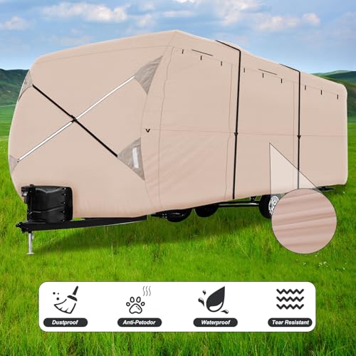18'-20' Waterproof RV Cover with Jack Cover and 4 Tire Covers