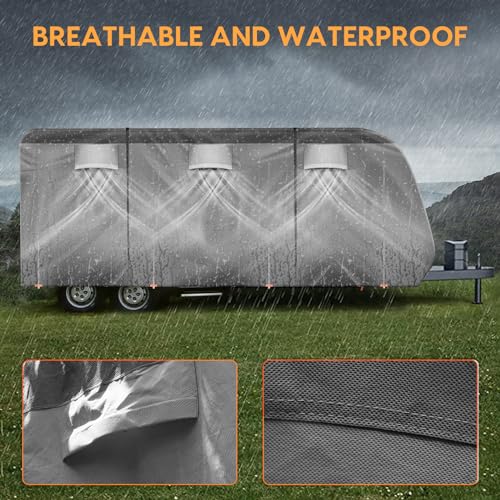 Upgraded Travel Trailer RV Cover, 26.1'-28.5', Windproof, Anti-UV
