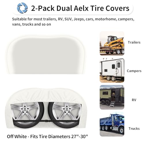 Waterproof Dual Axle RV Tire Covers - 2 Packs (27"-30" Diameter)