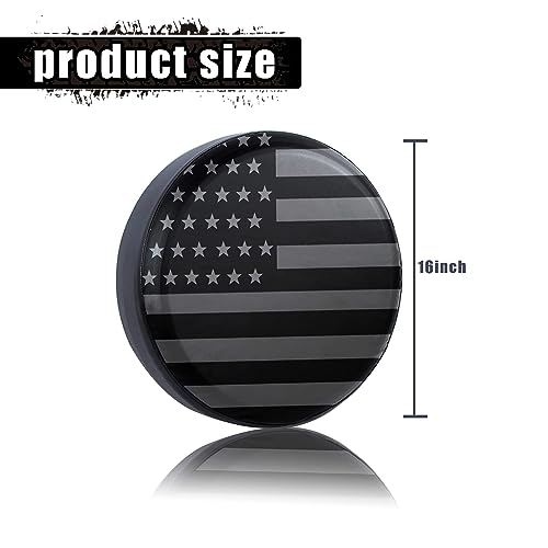 American Flag Pattern Tire Cover: 16" PVC, Waterproof