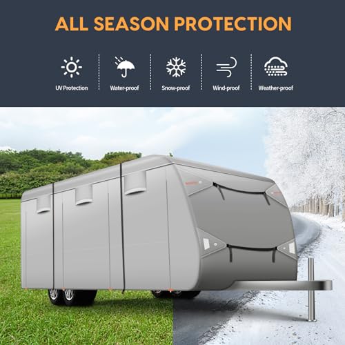 Upgraded Travel Trailer RV Cover, 26.1'-28.5', Windproof, Anti-UV