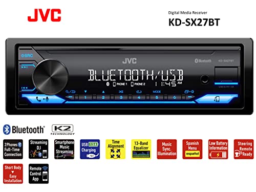 JVC KD-SX27BT Bluetooth Car Stereo – USB, AM/FM, MP3, LCD