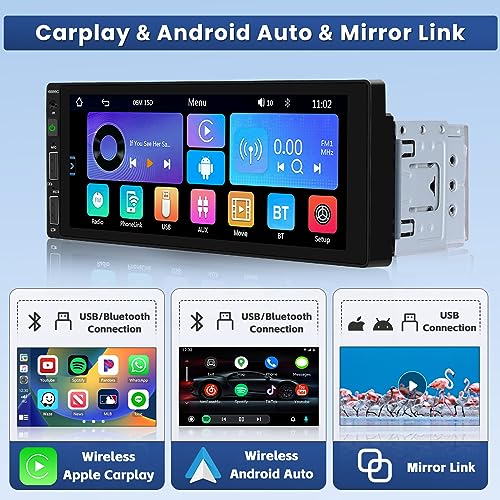 Wireless Apple Carplay Car Stereo - 6.9" Touch Screen