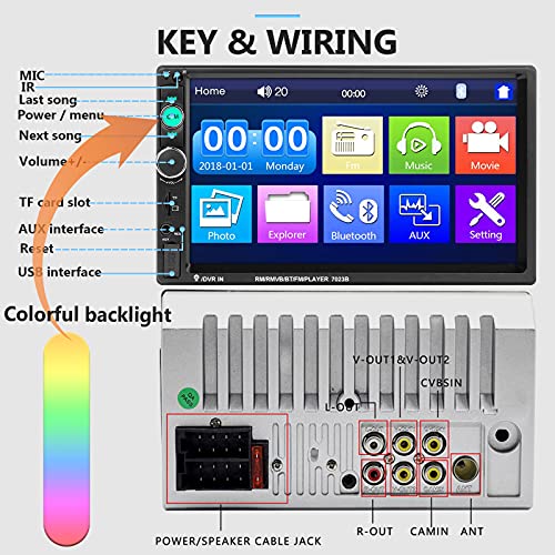 Podofo 2 Din Car Radio HD Bluetooth Player