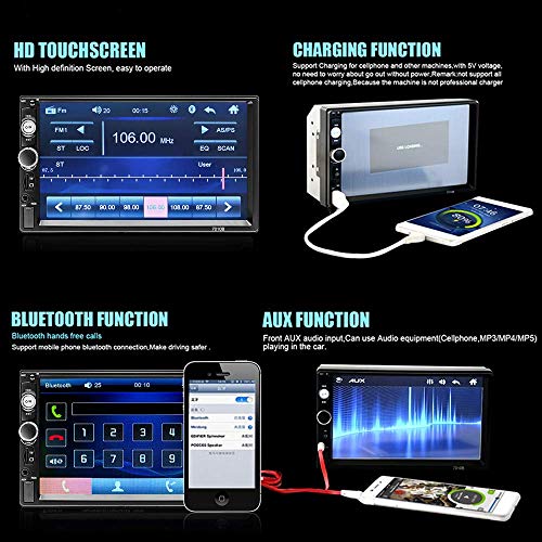 Podofo 2 Din Car Radio HD Bluetooth Player