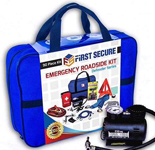 Car Emergency Roadside & First Aid Kit - 90 Pieces
