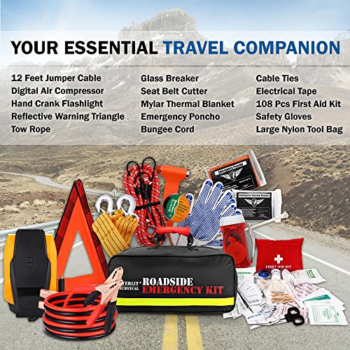 Car Emergency Kit with Air Compressor, First Aid