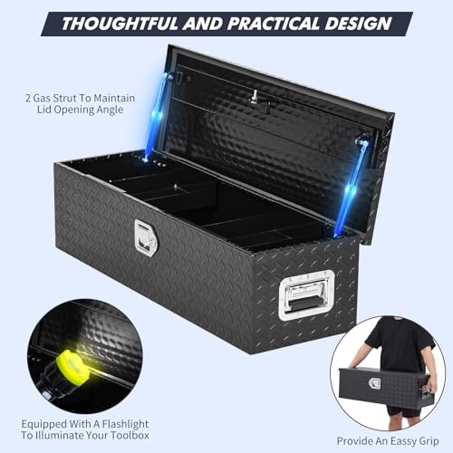 39" Heavy Duty Aluminum Truck Bed Toolbox with Sliding Shelf