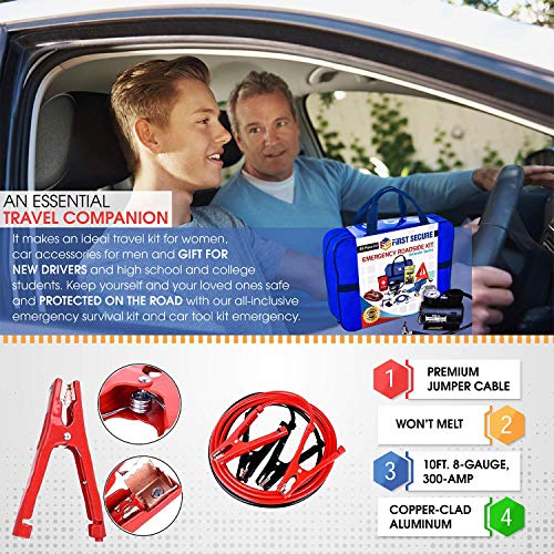 Car Emergency Roadside & First Aid Kit - 90 Pieces