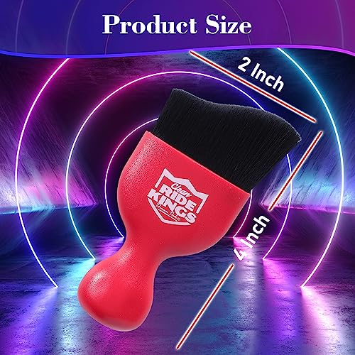 Car Detailing Brush Set for Dashboard Cleaning (Red)